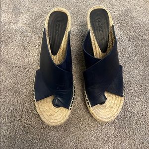 Vince navy leather espadrille sandals